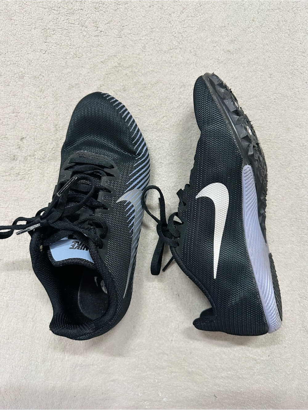 Nike Boys Zoom Rival M 9 Black Running Cleats Shoes Sneakers Size 4.5 (23.5cm)